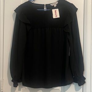 Counterparts Black Ruffle Blouse
